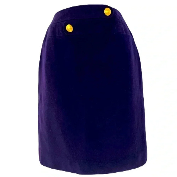 Celine Paris/ FROM ⭐️ HOLLYWOOD⭐️Vintage/midi skirt/wool/Gold buttons/ French 40 - Picture 13 of 16